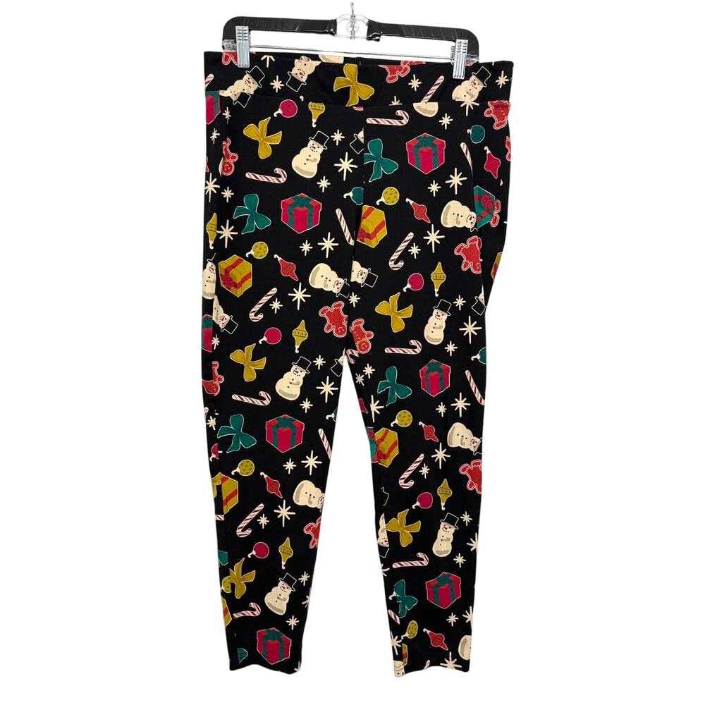 Torrid 2 (2X 18/20) Cute Holiday Christmas Winter Icons Black Crop Leggings